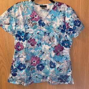 Cherokee Butterfly Scrub Top
